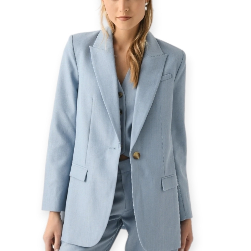 St Agni Slate Blue Wool Blend Blazer Medium NWT